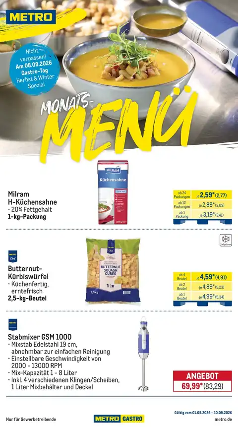 METRO DE - Monats-Menü
