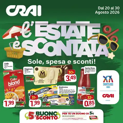 Crai · L'ESTATE E' SCONTATA · Supercentro · Rete