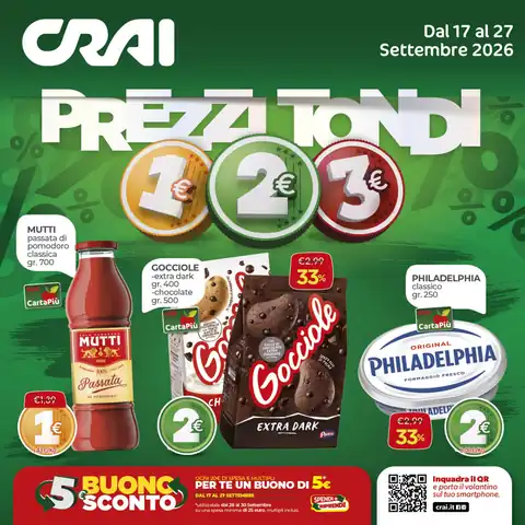 Crai · PREZZI TONDI · Supercentro · Superette