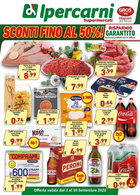 Ipercarni · Sconti fino al 50% · Punti vendita · Edizione 490