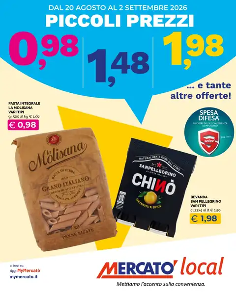 Mercatò Local · PICCOLI PREZZI 0,98_1,48_1,98... e tante altre offerte! · Area Alba