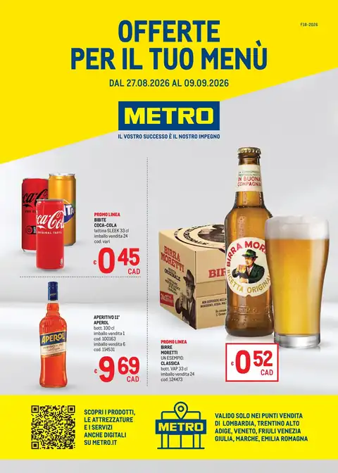 METRO · Offerte per il tuo menù · Area 1