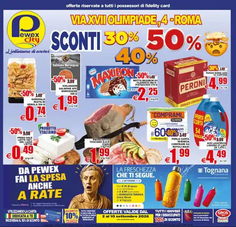 Pewex · Sconti 30% 40% 50% · Pewex City Olimpiade 2