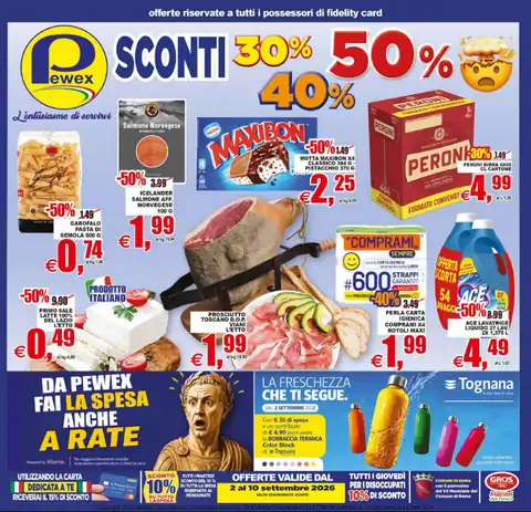 Pewex · Sconti 30% 40% 50% · Rubicone 2