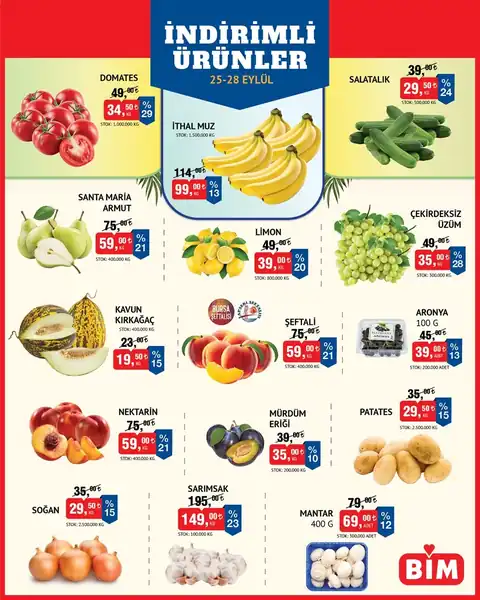BİM İndirim · Meyve Sebze